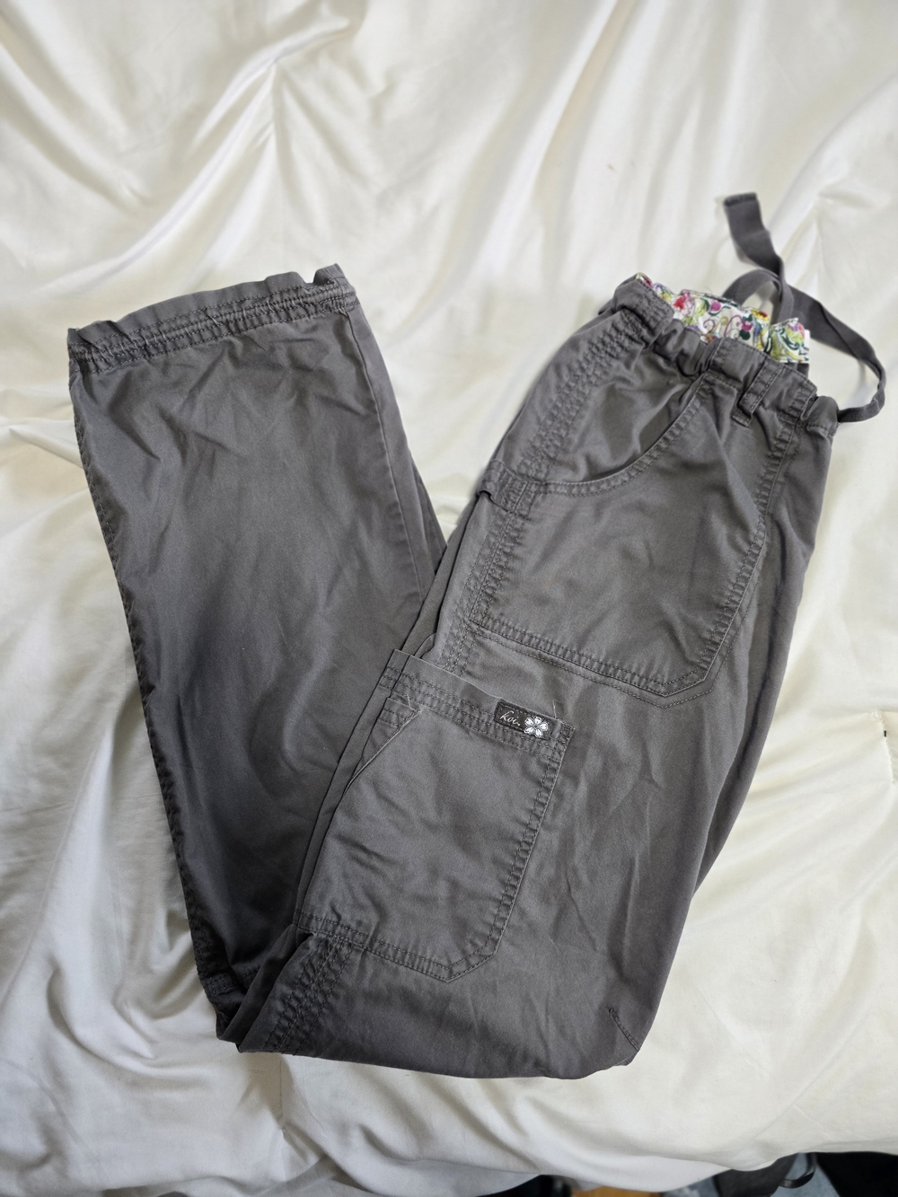 Koi XS Tall Gray Cargo Scrub Pants Women’s Drawstring Utility Medical Uniform